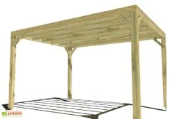 Pergola En Bois Traité Autoclave Autoportée Toit Plat - 3 M -Abriet Mobilier Soldes Boutique 3x4 cubique pergola bois