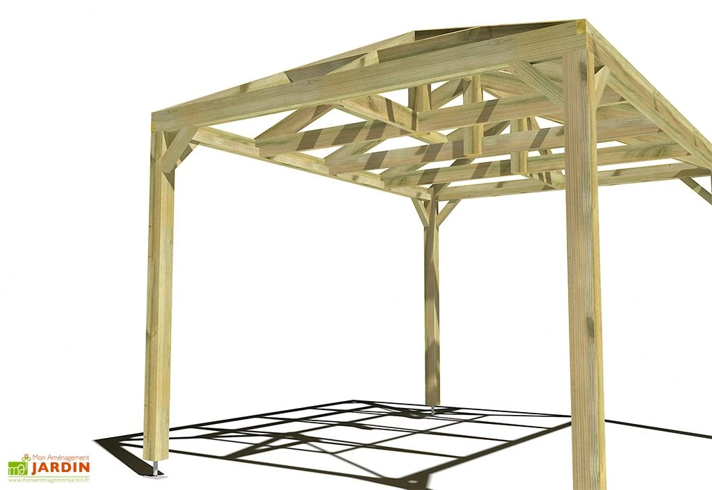 Pergola En Bois Autoportée Traité Autoclave Toit Quatre Pentes - 4 M 2 Pergola En Bois Autoportée Traité Autoclave Toit Quatre Pentes - 4 M – Image 2