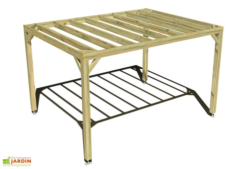 Pergola En Bois Traité Autoclave Autoportée Toit Plat - 4 M 1 Pergola En Bois Traité Autoclave Autoportée Toit Plat - 4 M