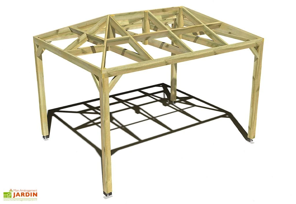 Pergola En Bois Autoportée Traité Autoclave Toit Quatre Pentes - 4 M 3 Pergola En Bois Autoportée Traité Autoclave Toit Quatre Pentes - 4 M – Image 3