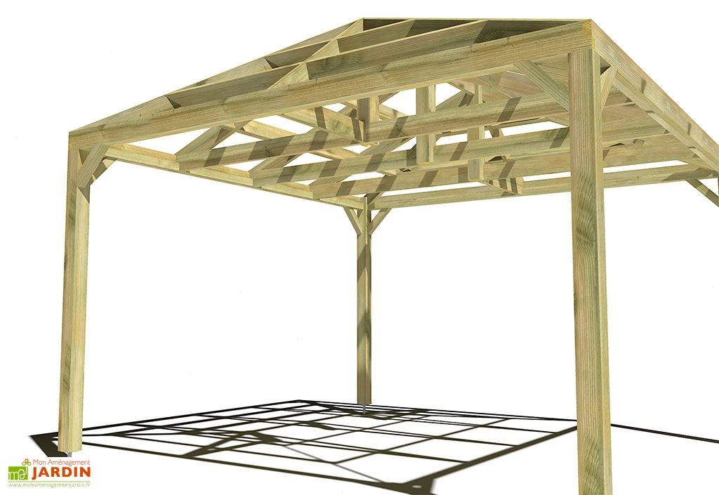 Pergola En Bois Autoportée Traité Autoclave Toit Quatre Pentes - 4 M 4 Pergola En Bois Autoportée Traité Autoclave Toit Quatre Pentes - 4 M – Image 4