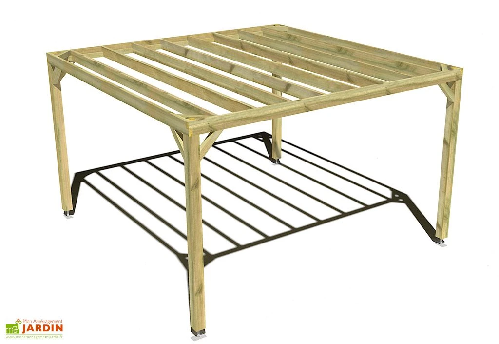 Pergola En Bois Traité Autoclave Autoportée Toit Plat - 4 M 3 Pergola En Bois Traité Autoclave Autoportée Toit Plat - 4 M – Image 3