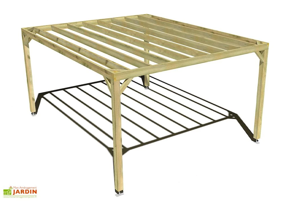 Pergola En Bois Traité Autoclave Autoportée Toit Plat - 4 M 5 Pergola En Bois Traité Autoclave Autoportée Toit Plat - 4 M – Image 5
