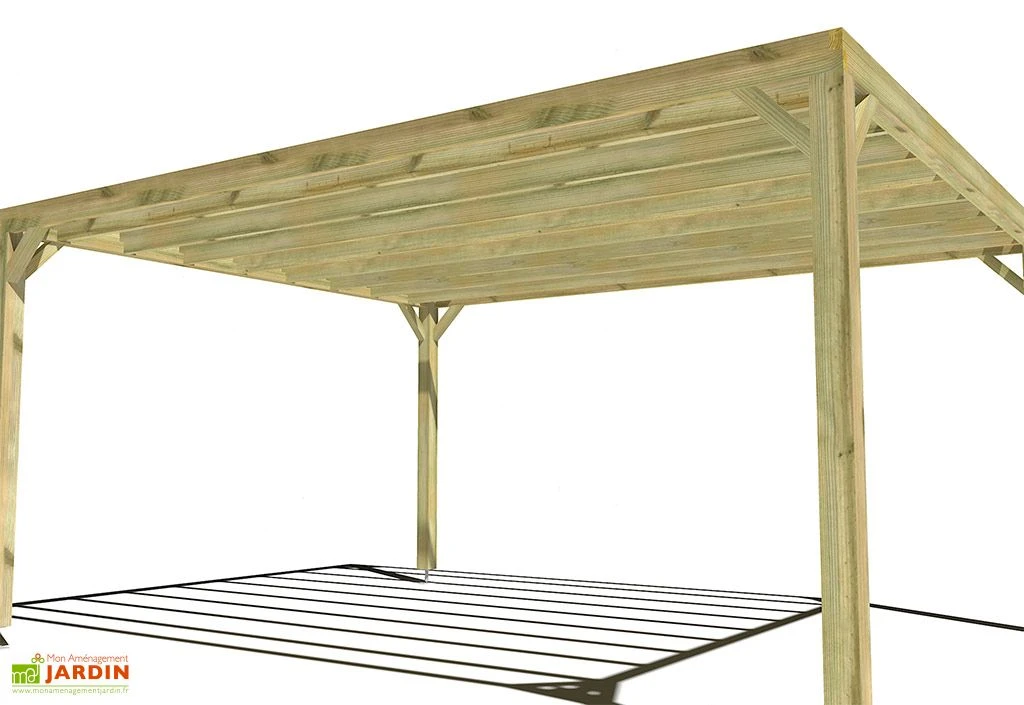 Pergola En Bois Traité Autoclave Autoportée Toit Plat - 4 M 6 Pergola En Bois Traité Autoclave Autoportée Toit Plat - 4 M – Image 6