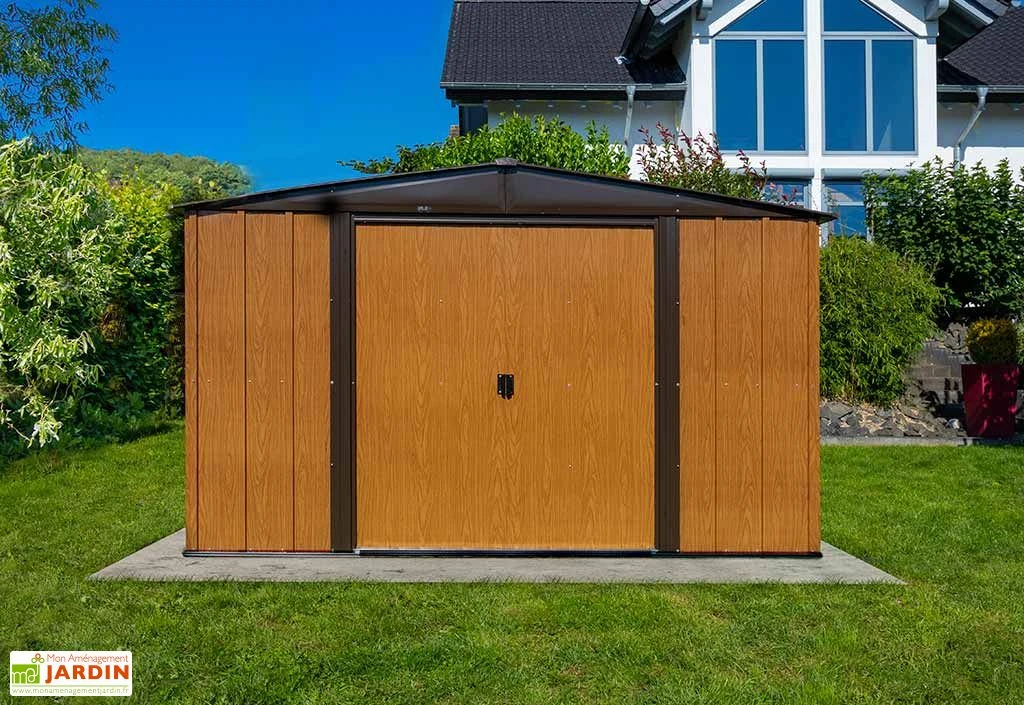 Abri De Jardin En Acier Galvanisé Imitation Bois 7 M² 2 Abri De Jardin En Acier Galvanisé Imitation Bois 7 M² – Image 2