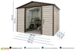 Abri De Jardin Acier Galvanisé Taupe Marron 376 X 303 Cm 11,39 M² 6 Abri De Jardin Acier Galvanisé Taupe Marron 376 X 303 Cm 11,39 M² -Abriet Mobilier Soldes Boutique abri jardin acier galvanise marron beige 1012tbsl