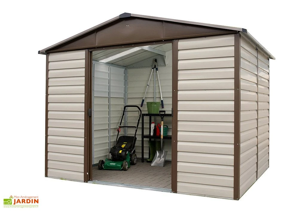 Abri De Jardin Acier Galvanisé Taupe Marron 197 X 303 Cm 5,97 M² 2 Abri De Jardin Acier Galvanisé Taupe Marron 197 X 303 Cm 5,97 M² – Image 2