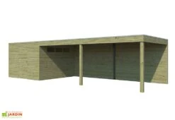 Abri De Jardin En Bois Traité Autoclave Avec Auvent - 26,8 M²