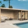 Solid Abri De Jardin En Bois D’épicéa Brut Avec Auvent - Sagres 21,14 M²