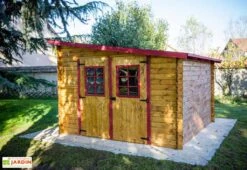 Abri De Jardin En Bois Avec Toiture 1 Pente 300x300cm (Sens Au Choix) -Abriet Mobilier Soldes Boutique abri jardin bois brut toit multidirectionnel 300x300cm 3