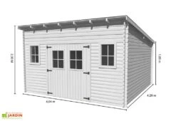 Abri De Jardin En Bois Avec Toiture 1 Pente 400x400cm (Sens Au Choix) -Abriet Mobilier Soldes Boutique abri jardin bois brut toit multidirectionnel 400x400cm