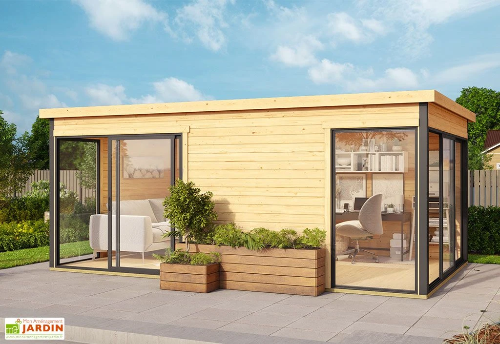 Abri De Jardin En Bois Brut Ep. 44 Mm 18,09 M² - Domeo 3 Plus 1 Abri De Jardin En Bois Brut Ep. 44 Mm 18,09 M² - Domeo 3 Plus