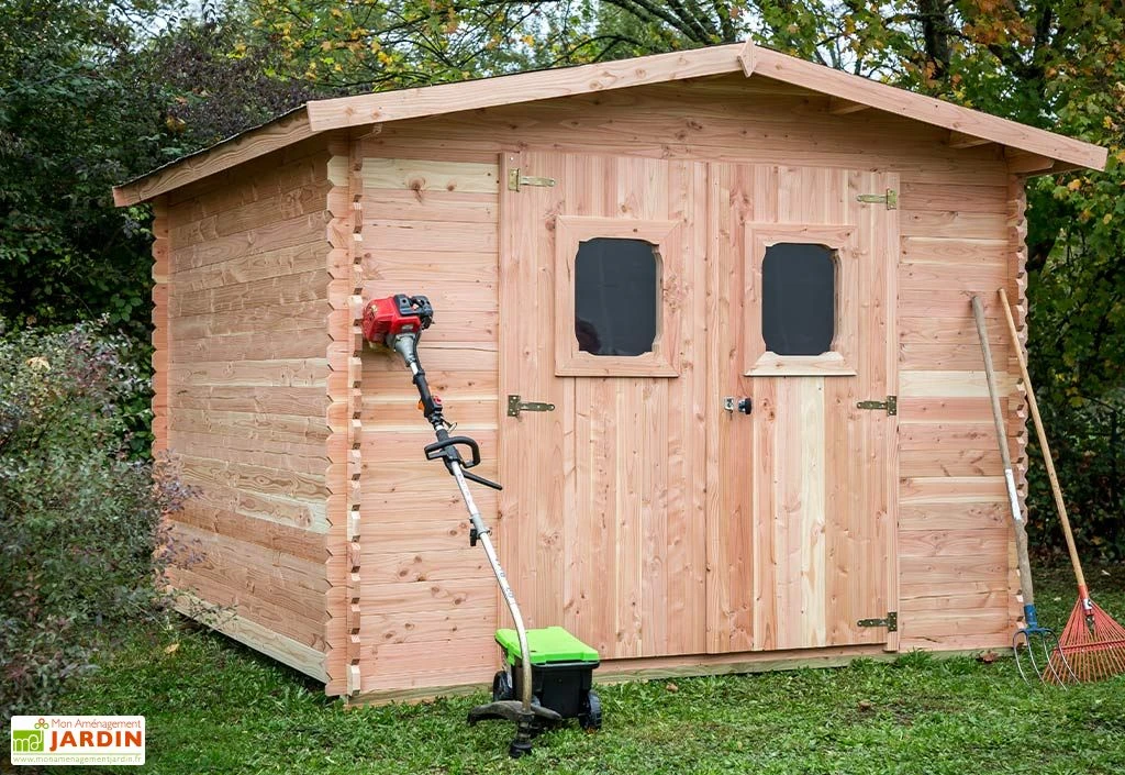 Abri De Jardin En Bois Douglas 28 Mm – 10,89 M² : 3,25 X 3,35 M 1 Abri De Jardin En Bois Douglas 28 Mm – 10,89 M² : 3,25 X 3,35 M