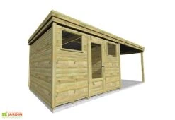 Abri De Jardin En Bois De Pin Traité Avec Auvent Et Plancher – 20,5 M²