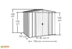 Abri De Jardin En Métal Gris Spacemaker Acier Galvanisé – 3 M² -Abriet Mobilier Soldes Boutique abri jardin metal acier galvanise spacemaker 65 2