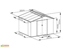 Abri De Jardin En Métal Look Bois Vieilli + Puit De Lumière 7,25 M² 9 Abri De Jardin En Métal Look Bois Vieilli + Puit De Lumière 7,25 M² -Abriet Mobilier Soldes Boutique abri jardin metal aspect bois vieilli puit lumiere 257x285cm 4