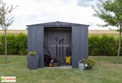 Abri De Jardin En Métal Gris Spacemaker Acier Galvanisé – 4,5 M² -Abriet Mobilier Soldes Boutique abri jardin metal spacemaker gris acier galvanise 250cm 4