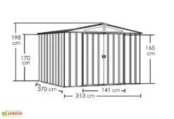 Abri De Jardin En Métal Gris Spacemaker Acier Galvanisé – 11 M² -Abriet Mobilier Soldes Boutique abri jardin metal spacemaker gris acier galvanise 370cm 2