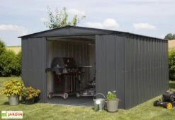 Abri De Jardin En Métal Gris Spacemaker Acier Galvanisé – 11 M² -Abriet Mobilier Soldes Boutique abri jardin metal spacemaker gris acier galvanise 370cm 3