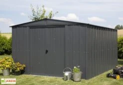 Abri De Jardin En Métal Gris Spacemaker Acier Galvanisé – 11 M² -Abriet Mobilier Soldes Boutique abri jardin metal spacemaker gris acier galvanise 370cm 4