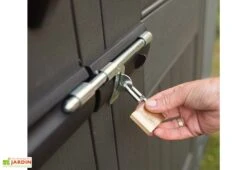 Lifetime Abri De Jardin En Polyéthylène Imitation Bois Et Acier Inox 4,5 M² -Abriet Mobilier Soldes Boutique abri jardin polyethylene imitation bois acier inox 45m 4