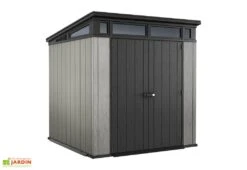 Keter Abri De Jardin PVC Brossium Monopente 77 (216 X 216) -Abriet Mobilier Soldes Boutique abri jardin resine brossium monopente gris aspect bois 5m 2