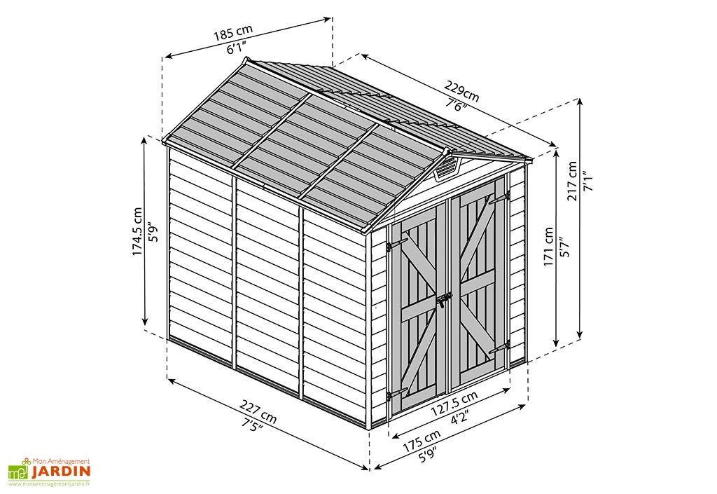 Abri De Jardin Skylight 4,2 M² Gris/Noir | Palram - Canopia 3 Abri De Jardin Skylight 4,2 M² Gris/Noir | Palram - Canopia – Image 3