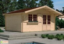 Abri De Jardin En Bois D’épicéa Brut Avec Auvent Lilac – 17,3 M²