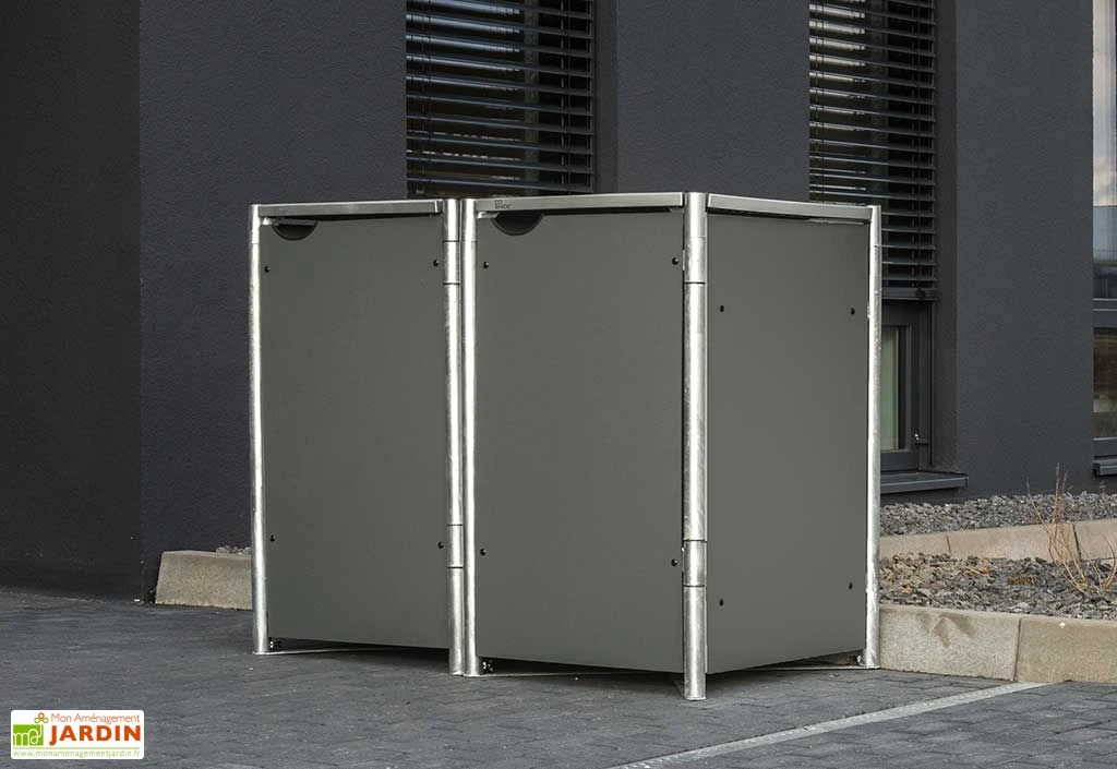 Cache-poubelle Double En Acier Et Composite Aluminium 139 X 80 X 115 Cm 2 Cache-poubelle Double En Acier Et Composite Aluminium 139 X 80 X 115 Cm – Image 2