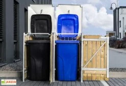 Cache-poubelle Double En Acier Et Bois De Pin Traité 120 X 63 X 115 Cm 7 Cache-poubelle Double En Acier Et Bois De Pin Traité 120 X 63 X 115 Cm -Abriet Mobilier Soldes Boutique abri poubelle double acier bois hide