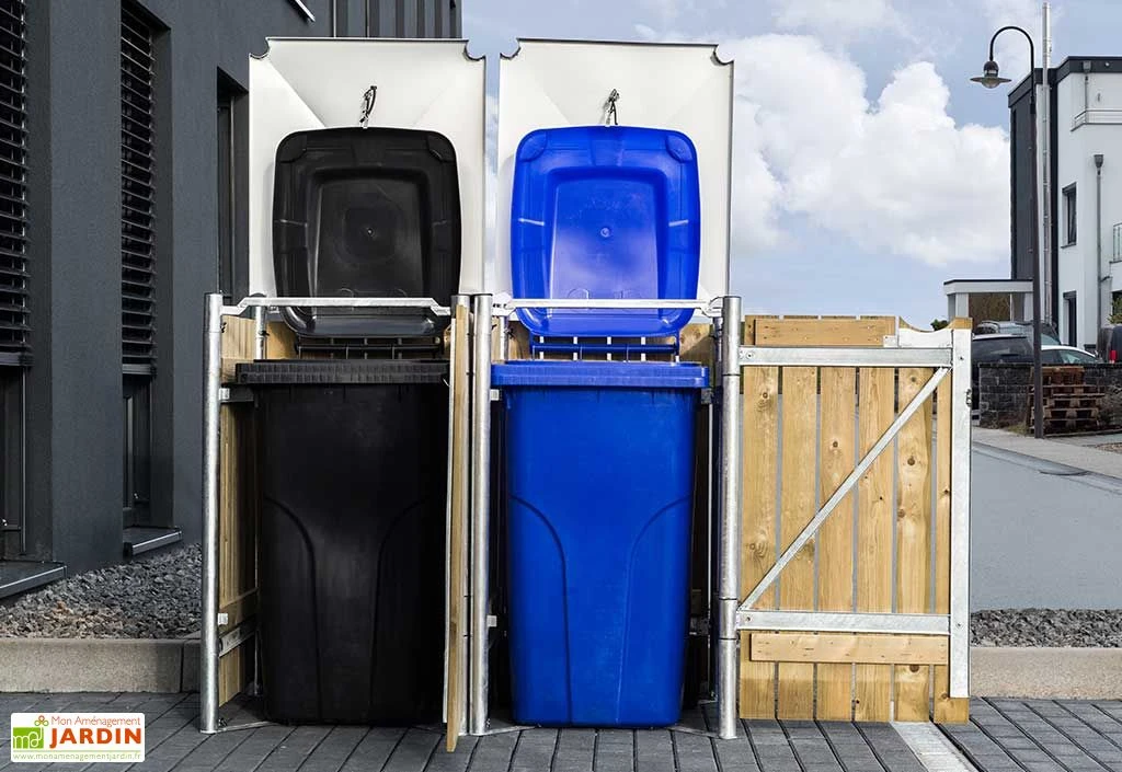 Cache-poubelle Double En Acier Et Bois De Pin Traité 120 X 63 X 115 Cm 4 Cache-poubelle Double En Acier Et Bois De Pin Traité 120 X 63 X 115 Cm – Image 4