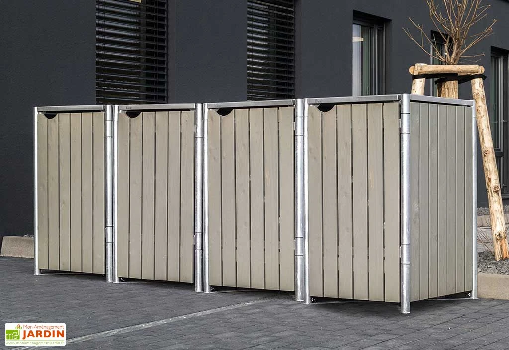 Cache-poubelles En Acier Et Bois De Pin Traité 278 X 80 X 115 Cm 2 Cache-poubelles En Acier Et Bois De Pin Traité 278 X 80 X 115 Cm – Image 2