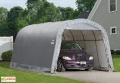 Abri Voiture En Toile : Polyéthylène Gris 610 X 370 Cm – 22,57 M² -Abriet Mobilier Soldes Boutique abri voiture toile gris shelter logic sl62780