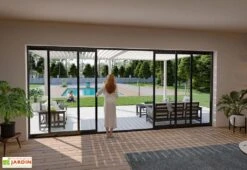 Pergola Bioclimatique Ombréa En Aluminium 4 X 6 M Adossée - Blanche -Abriet Mobilier Soldes Boutique ambiance pergola bioclimatique adossee 4x6 aluminium blanc ombrea 15 729445