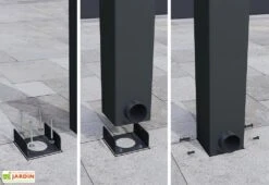 Pergola Adossée Aluminium Gris Et Polycarbonate - Stockholm 3,4 M + Stores 11 Pergola Adossée Aluminium Gris Et Polycarbonate - Stockholm 3,4 M + Stores -Abriet Mobilier Soldes Boutique ancrage pergola alu polycarbonate stockholm palram