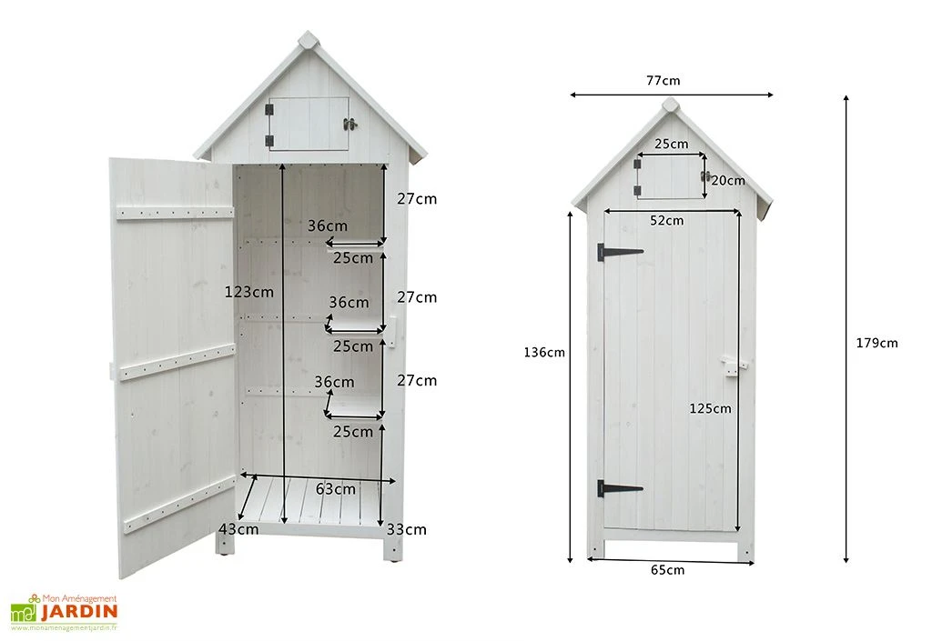 Armoire De Jardin En Bois FSC 10 Mm Blanc 179 Cm 4 Armoire De Jardin En Bois FSC 10 Mm Blanc 179 Cm – Image 4