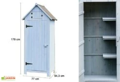 Armoire De Jardin En Bois FSC 10 Mm Bleu 179 Cm -Abriet Mobilier Soldes Boutique armoire jardin bois cabane etageres 10mm 180cm 3