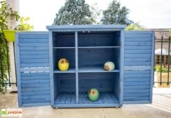 Armoire De Jardin En Bois Lasuré Bleu 87 X 46,5 X 95 Cm -Abriet Mobilier Soldes Boutique armoire jardin bois lasure bleu 87 x 46 5 x 95 cm 4