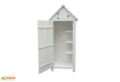 Armoire De Jardin En Bois FSC 10 Mm Blanc 179 Cm 6 Armoire De Jardin En Bois FSC 10 Mm Blanc 179 Cm -Abriet Mobilier Soldes Boutique armoire jardin rangement bois blanc habrita