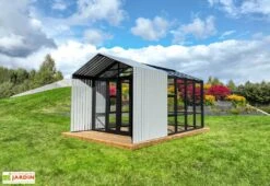 Serre De Jardin En Bois Et Verre Trempé Avec Panneaux Occultants – Mimosas -Abriet Mobilier Soldes Boutique avancee serre jardin verre bois stali 1