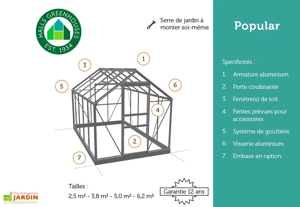 Halls Serre De Jardin En Aluminium Et Verre Horticole Popular 106 (6,2 M²) 6 Halls Serre De Jardin En Aluminium Et Verre Horticole Popular 106 (6,2 M²) – Image 6