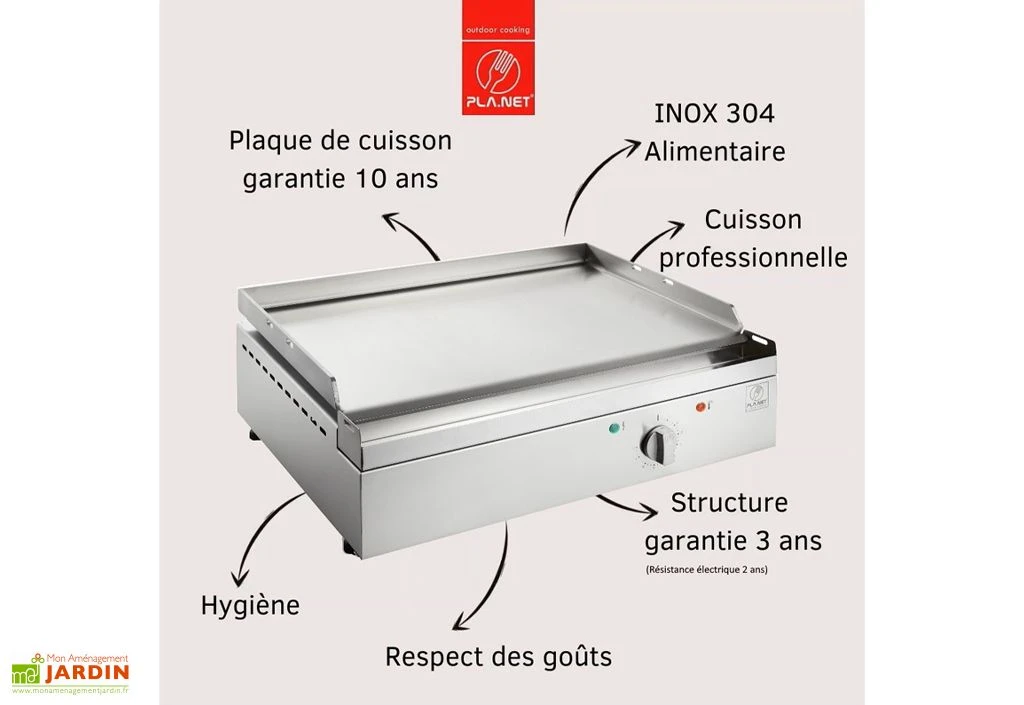 Plancha électrique En Inox 2080 W Avec Housse De Protection - 54 X 50 X 20 Cm 3 Plancha électrique En Inox 2080 W Avec Housse De Protection - 54 X 50 X 20 Cm – Image 3