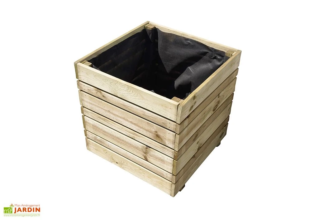 Grand Bac à Fleurs Carré En Bois Traité Oslo - 108 Litres 1 Grand Bac à Fleurs Carré En Bois Traité Oslo - 108 Litres