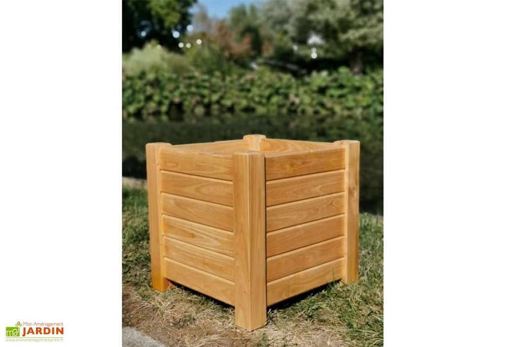 Bac à Fleurs Carré Sur Pieds En Bois De Châtaignier Lasuré - Garden 1 Bac à Fleurs Carré Sur Pieds En Bois De Châtaignier Lasuré - Garden