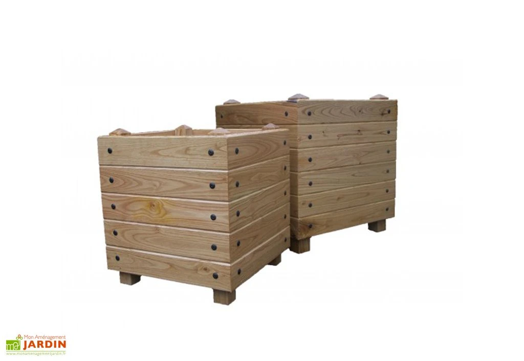 Bac à Fleurs Carré En Bois De Châtaignier Lasuré - Classics 1 Bac à Fleurs Carré En Bois De Châtaignier Lasuré - Classics