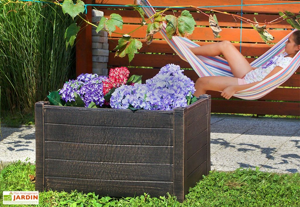 Roto Bac à Fleurs Teak L (60x30x30cm) 2 Roto Bac à Fleurs Teak L (60x30x30cm) – Image 2