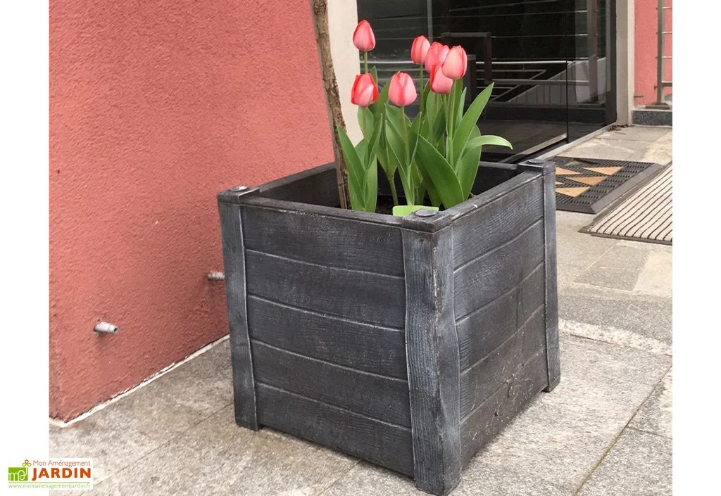 Roto Bac à Fleurs Teak S (30x30x30cm) 2 Roto Bac à Fleurs Teak S (30x30x30cm) – Image 2