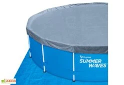 Summer Waves Piscine Hors-sol Tubulaire Ronde ∅457 X 122 Cm - PVC Bleu -Abriet Mobilier Soldes Boutique bache protection tapis sol piscine hor sol ronde summerwaves