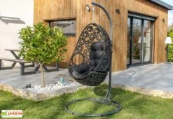 Balancelle De Jardin En Acier Et Résine Tressée Samoa Anthracite