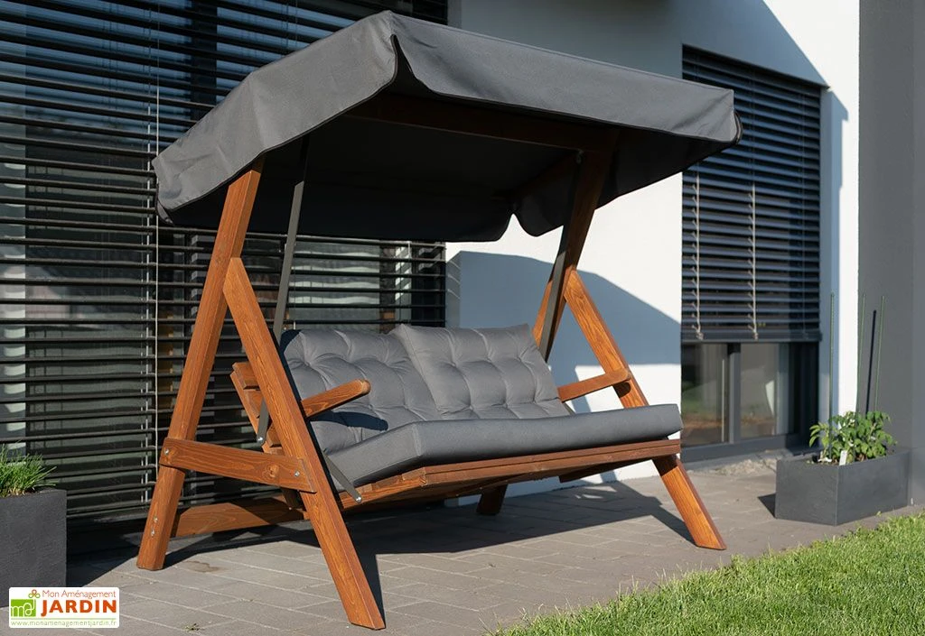 Balancelle De Jardin 2/3 Personnes - Bois Imprégné – Paris 2000 1 Balancelle De Jardin 2/3 Personnes - Bois Imprégné – Paris 2000